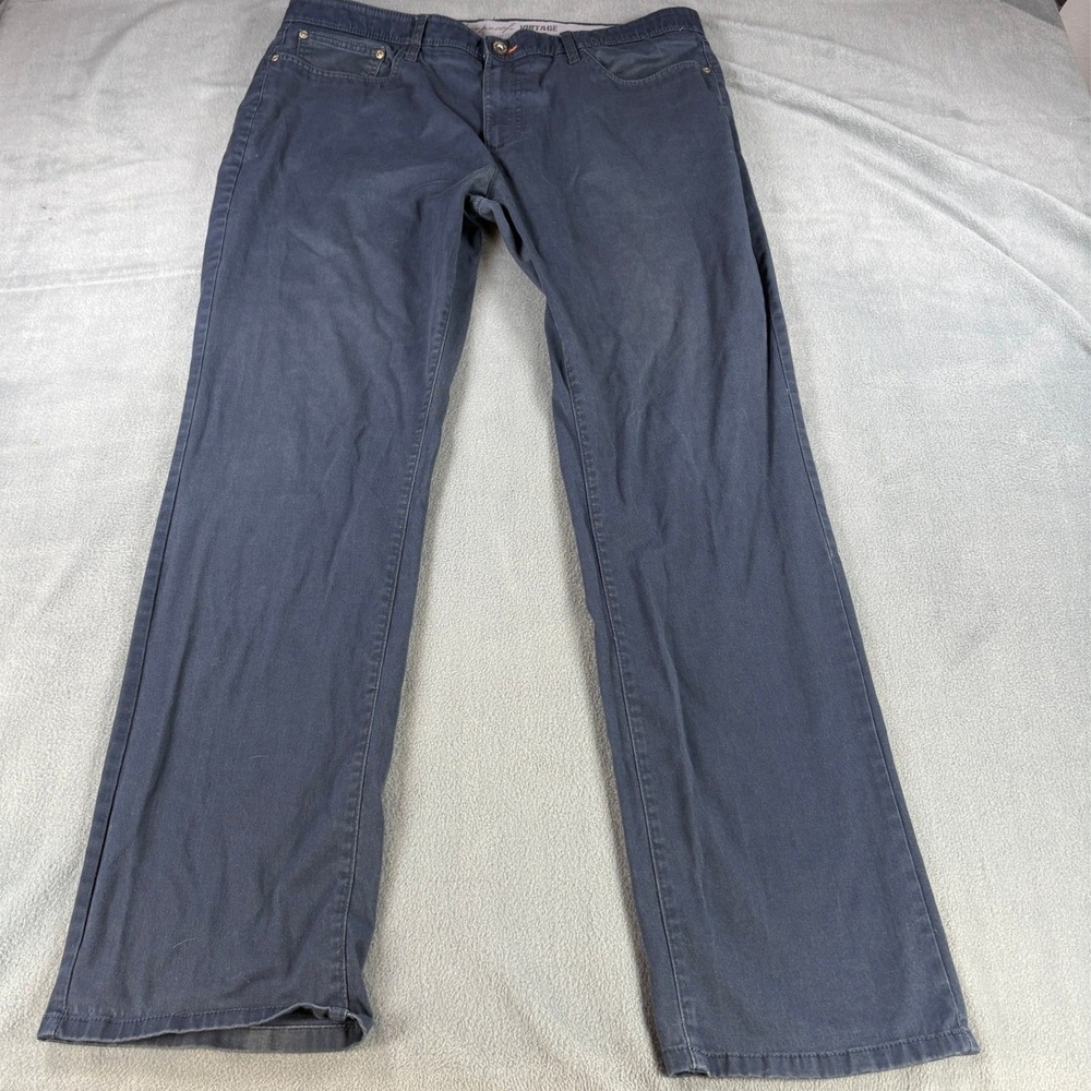 Weatherproof Vintage Mens Straight Fit Stretch Pants Navy Blue 38x34 5-Pocket